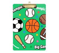 Magic Ball Big Game Football Basket Ball Green Print Acrylic Nursing Pocket clipboard Standard Letter A4 Size Plastic for Teacher Portfolio clipboard Gold 12x9in Tablas para escribir