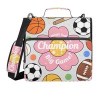 Magic Ball Game Football Basket Ball Pink Floral Print 1.5-Inch 3-Rings Binder Organizer with Handle and Removable Shoulder Strap Multi-Pocket Document Binder Organizer for Middle School