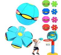 Magic Ball, Magic Bouncing Ball for Kids, 2-in-1 Magical Bouncing Balls with Light, Magical Flying Saucer Family and Pet Interactive Toys, Dual Form Freely Switchable for Indoor & Outdoor (Light Blue)