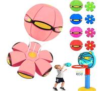 Magic Ball, Magic Bouncing Ball for Kids, 2-in-1 Magical Bouncing Balls with Light, Magical Flying Saucer Family and Pet Interactive Toys, Dual Form Freely Switchable for Indoor & Outdoor (Light Pink)