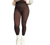 Magic Bare-Leg Look Fleece Lined Tights, Translucent Fleece Lined Leggings, Winter Thermal Fleeces Leggings (Deep,L)