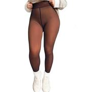 Magic Bare-Leg Look Fleece Lined Tights, Translucent Fleece Lined Leggings, Winter Thermal Fleeces Leggings (Bronze,L)