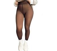 Magic Bare-Leg Look Fleece Lined Tights, Translucent Fleece Lined Leggings, Winter Thermal Fleeces Leggings (Tan,L)