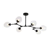 Magic Bean Molecular Chandelier,LED Glass Lampshade Pendant Light Nordic Vintage Hanging Lamp for Living Room,Bedroom,Restaurant,6Lights-Transparent