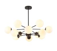 Magic Bean Molecular Chandelier,LED Sputnik Pendant Light Postmodern Nordic Creative Hanging Lamp Living Room Bedroom Restaurant Lamp,Black+WarmLight-12Heads