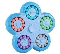Magic Bean Rotating Cube,Creative Finger Jigsaw Puzzle Game,Handheld Spinner Decompression Toy (Blue)