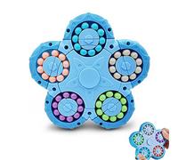 Magic Bean Rotating Cube,Hand Spinner Jigsaw Puzzle Toy,Relief Sensory Fidget toy Sorting Brain Training Iq Games Cube Spinning Finger Toy,Gift for Kids age 3 Above for Birthday(Ten sides - Blue)