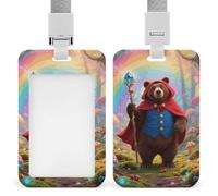 Magic Bear ID Badge Holder - Retractable Badge Reel, Vertical Card Name Tag Holder with Breakaway Lanyard, ID Cards Holders Case for Nurse Security Staff Women Men