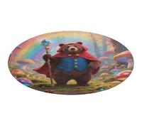 Magic Bear Round Area Rug Non Slip Backing Doormat Water Absorbent Plush Throw Low-Pile Non-Slip Floor Mat Carpet for Living Room Bedroom Entryway Nursery Room 60 * 60cm