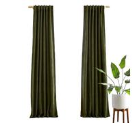 Magic bedding Luxury Cotton Velvet Curtain Dark Moss Green color Velvet Curtain Bohemian Window Curtain Living Room Curtain Room Curtain, Extra Large Curtain (25WX72L Inches)