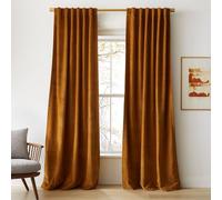 Magic bedding Yellow Mustard Color Washed Cotton Velvet Curtain 2 Panels Solid Farmhouse and Modern Rustic Curtains for Living Room Bedroom Window Curtain (50WX90L Inches)
