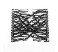 Magic Black Hair Combs Stretchable Beading Double Hair Slide Hair Accessories Double Hair Clip Hairpins Crystal Stretch Pearls Hair Suitable Women Girls Hair Beauty