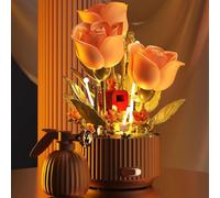 Magic Blooming Flowers Building Block, Magic Watering Can Flower Building Blocks Set, Remote Control Automatic Bloom, 255 Pcs Mechanical Flowers Kit with Watering Can, Sound & Lights