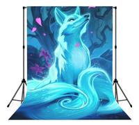 Magic Blue Fox Print Photo Studio Background 5x7ft Soft Photo Backdrop Curtain For Studio Content Creator Equipment