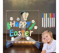 Magic Board, Acrylic Led Writing Message Board with 7 Color Pen, Wipeable Led Board Drawing, Reusable Magic Board for Toddlers (20 * 20cm)