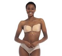 Magic Bodyfashion Women's Adhesive Silicone Backless Strapless V-Shaped Push Up Bra, Beige (Latte), E