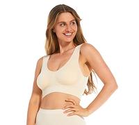 MAGIC BODYFASHION Women's Comfort Seamless Everyday Bra with Wide Straps, Bamboo Cream, Medium (Size:M)