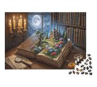 Magic Book 1000 Piece Jigsaw Moonlit Study As A Gift Mental Relaxation Birthday Present for Mum Senior Leisure Enthusiasts 70x50cm/1000pcs