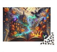 Magic Book Hall Halloween Scene 1000 Piece Jigsaw Puzzle Jigsaw Puzzle for Adults Night Puzzle Game for Family 52x38cm/1000pcs