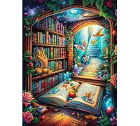 Magic Book in Enchanted Library 500 Piece Pack Classic Jigsaw Puzzle Couple Puzzle Partners Ultra Difficult Wall Decor Easter New Year Gift Thick Paperboard 500 PCS