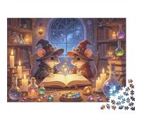 Magic Book Jigsaw Puzzle 1000 Pieces Recycled Paper Mage Mouse Puzzles for Elderly Educational Game Decompression Relieve Senile Dementia Gift 52x38cm/1000pcs