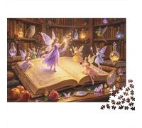 Magic Book Jigsaw Puzzles 1000 Pieces Recycled Fairies Library Senior Puzzles Party Game Props Great Gift Idea for Family And Friends Birthdays 38x26cm/1000pcs