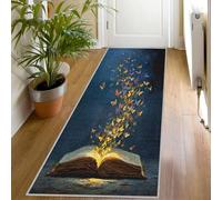 Magic Book Print Runner Rug for Hallway, 60x200, Colorful Butterfly Pattern Throw Rug Entrance Abstract Fantasy Decor Carpet, Washable Non-Slip Rugs Runners for Living Room Bedroom Xl275