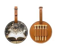 Magic Book Printed Golf Shirt Holder for 5 T-Shirts, Brown Faux Leather