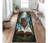 Magic Book Runner Rug 60x220 cm Long Washable, Fantasy Forest Butterfly Runner Rug for Hallway Non Slip Carpet, Kitchen Entryway Hall Bedroom Decor, Soft Low Pile aLG134