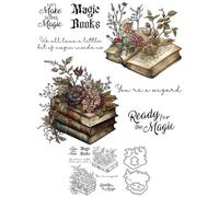 Magic Book Stamps and Die Cuts for Card Making Flower Branches Transparent Silicone Clear Stamp and Metal Cutting Dies Sets for DIY Scrapbooking Paper Crafting Seals Decorative Supplies
