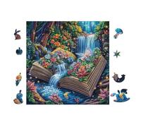 Magic Book Waterfall 100 Pcs Jigsaw Puzzle Bundle Puzzle for Adults Teens 14+ Fun Family Game Mindful Activity Spring Gift Precision Cut Board 28x28cm