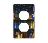 Magic Bookshelf Print Outlet Covers 1 Gang Duplex Light Switch Cover Decorative Switch Plates Electrical Receptacle Faceplate Wall Plate for Bed Room Living Room Decor