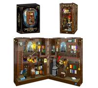 Magic Bookstore Building Blocks Set, 976 PCS Magic Bookstore Book Nook Building Kit with Lights, Creative Booknook Bookshelf Decor Bricks Model, Gifts for Adults