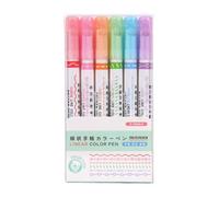 Magic Border Pen, Curve Highlighter Pen Set, Border Design Pens, 2025 Upgraded Fun Pens Different Shapes, Multicolor Curve Highlighters, for Drawing Note Taking, Office, Study Supplies (6pc-Clear)