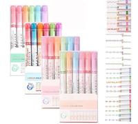 Magic Border Pen, Gracegrip Magic Border Pens, Curva Highlighter Pen, Magic Border Pens for Paper, Fun Pens Different Shapes, Decorative Drawing Pens for Journaling Planner Scrapbook Art (A+B+C+D)