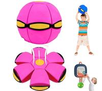 Magic Bouncing Ball,Magic Flying Saucer,Children's Bouncy Ball,Parent-Child Interaction,Interactive Pop-Up Transform Toy,Throw a Disc Catch a Ball - Time Delay Transformation Flying Toy (Rose Red)