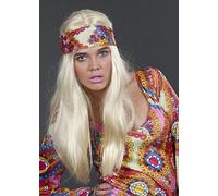 Magic Box 70s Hippy Girl Long Straight Blonde Wig