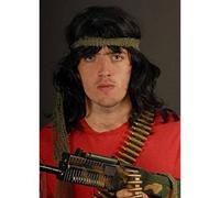 Magic Box 80s Action Hero Black Rambo Style Wig