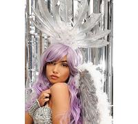 Magic Box Deluxe Carnival Showgirl White and Silver Feather Headpiece