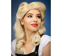 Magic Box Ladies Blonde 40s Victory Rolls Wig