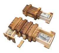 Magic Box with Compartments 3D Wooden Puzzle,Craft Precision Maze Jigsaw,Escape Room Game,Treasure Box Gift Box,Stylish Money Box,Toys Model Assembly Kits(Single Sided Open Magic Box)
