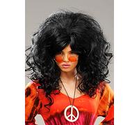 Magic Box Womens 1960s Big Black Backcombed Wig
