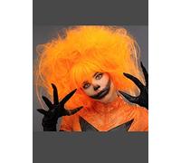 Magic Box Womens Halloween Pumpkin Neon Orange Backcombed Wig