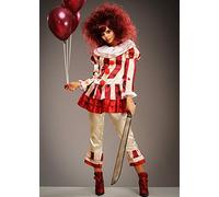 Magic Box Womens Halloween Red Striped Killer Clown Costume (Small (UK 8-10))