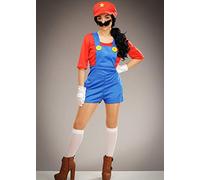 Magic Box Womens Mario Style Super Plumber Girl Costume (Large (UK 14-16))