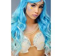 Magic Box Womens Mermaid Silver Glitter Shell Bra