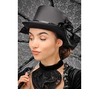 Magic Box Womens Victorian Lady Black Top Hat with Net