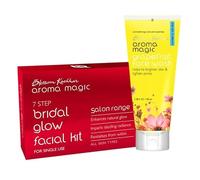 Magic Bridal Glow Facial Kit 7 Step (Turmeric & Rose Extracts, Single Use) + Grapefruit Face Wash (Brightening & Pore Tightening, 100ml) | Natural Skincare Combo | Radiance & Oil Control