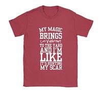 Magic Brings Mens T-Shirt Large Red Halloween Potter Inspired Funny Harry Gift Top