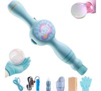 Magic Bubble Wand Fog - Rechargeable Smoke Bubble Maker, Mist Bubble Machine with LED Lights, Sound Effects, Gloves, Nebulizer & Solution for Kids Girls Outdoor Party (Blue)